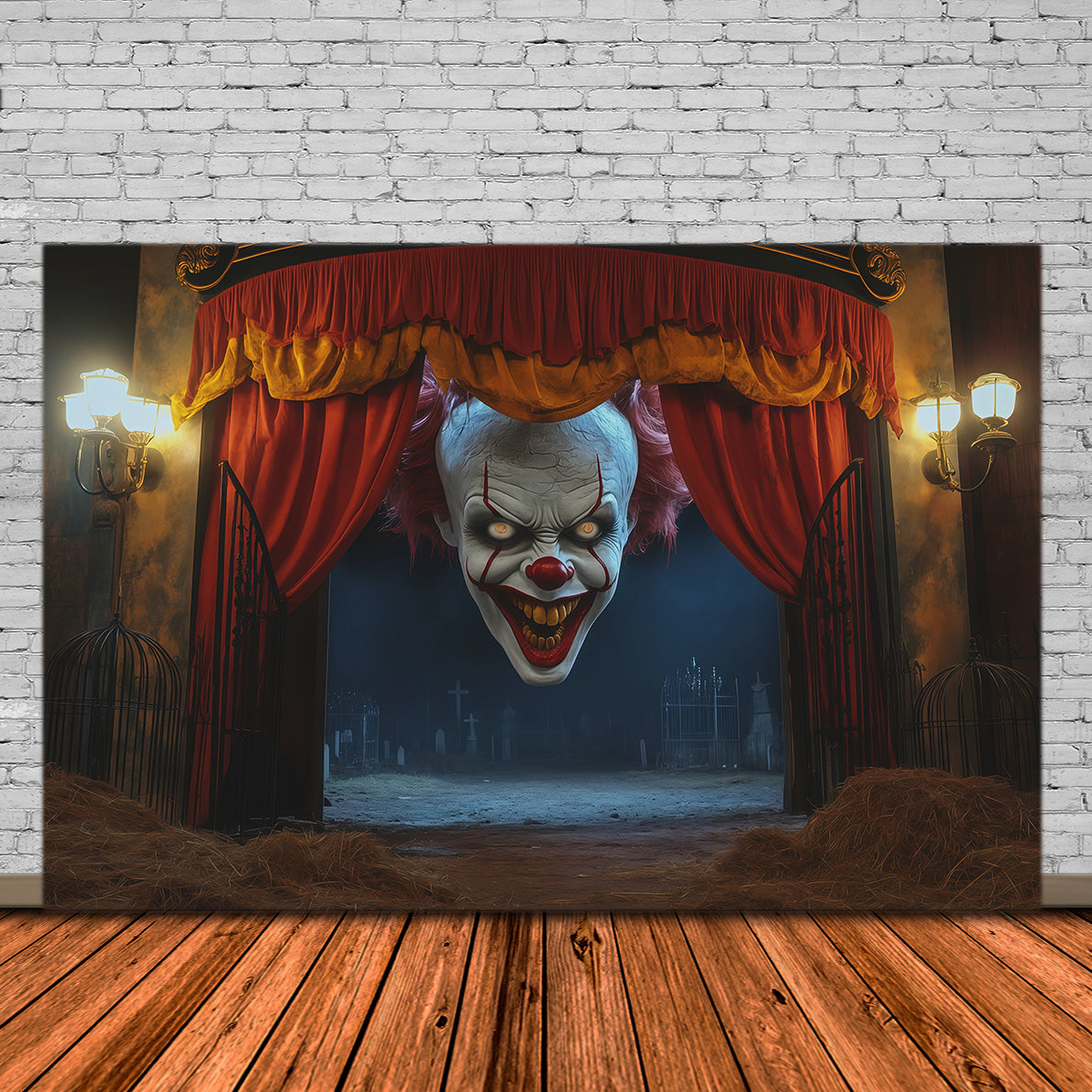 Décor De Clown Effrayant Entrée De Théâtre Sinistre Décor De Tombeau Vide RR67-161