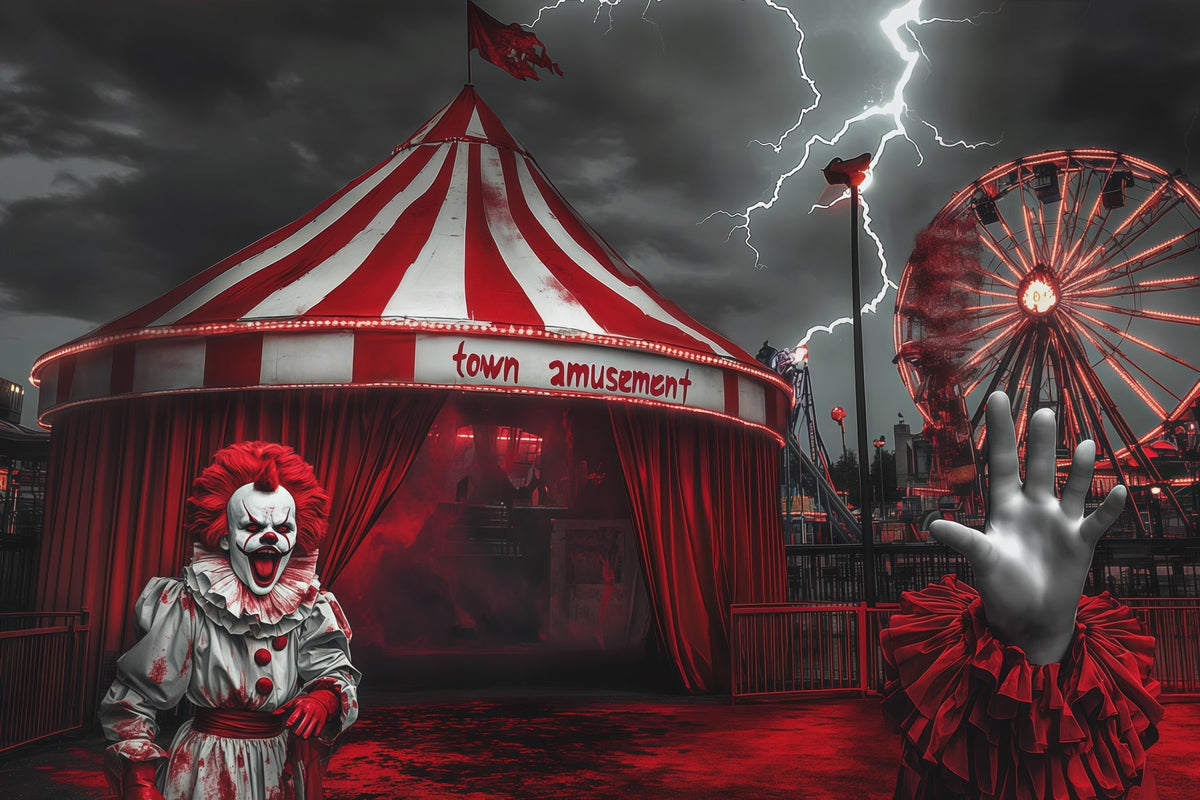 Décor De Carnaval Effrayant Entrée De Clown Orageux Décor En Tissu Pour Halloween RR67-166