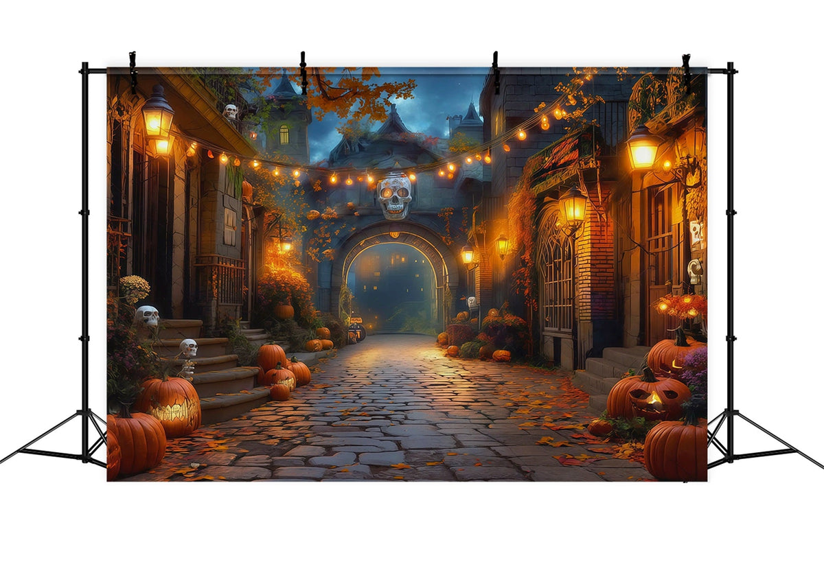 Décor D'Halloween Automnal Allée De Citrouilles Lanternes En Forme De Crâne Décors RR67-17