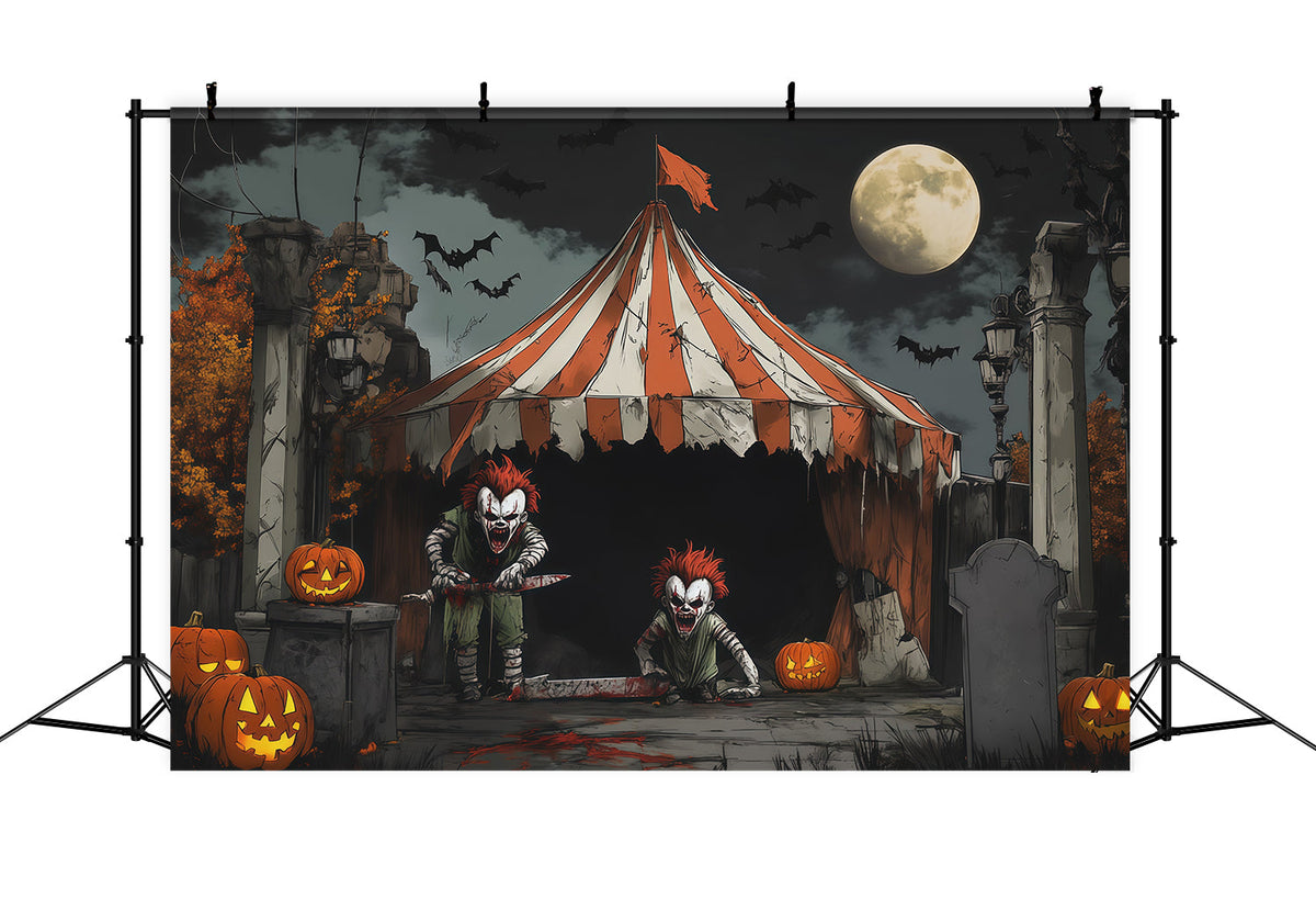 Décor De Clown Effrayant Au Clair De LuneCirque Tueur Décors Sur Le Thème D'Halloween RR67-172