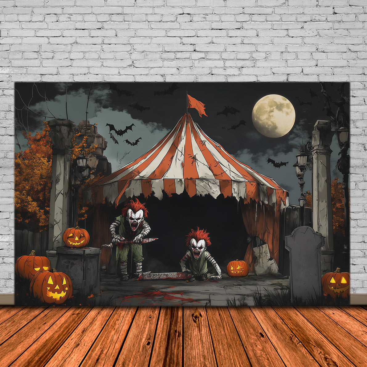 Décor De Clown Effrayant Au Clair De LuneCirque Tueur Décors Sur Le Thème D'Halloween RR67-172