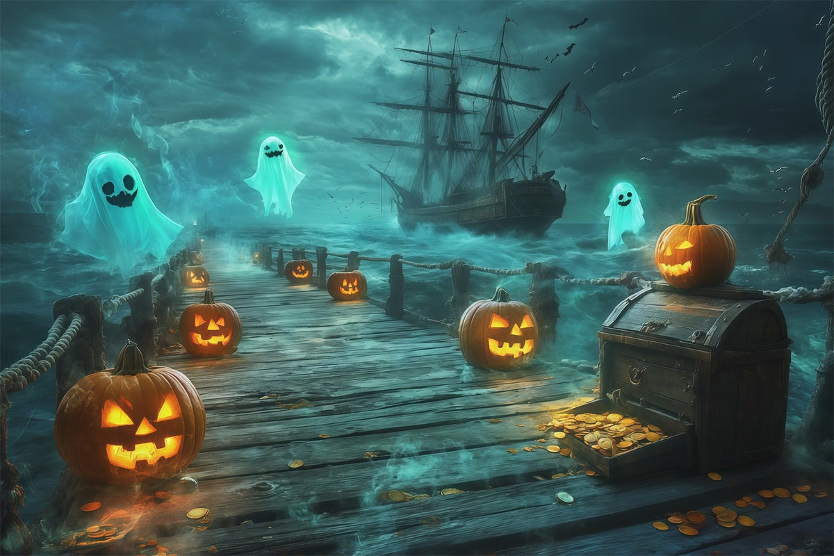 Décor De Pirates Pour Halloween Fantôme PiratePort De Citrouilles Jolis Décors D'Halloween RR67-173