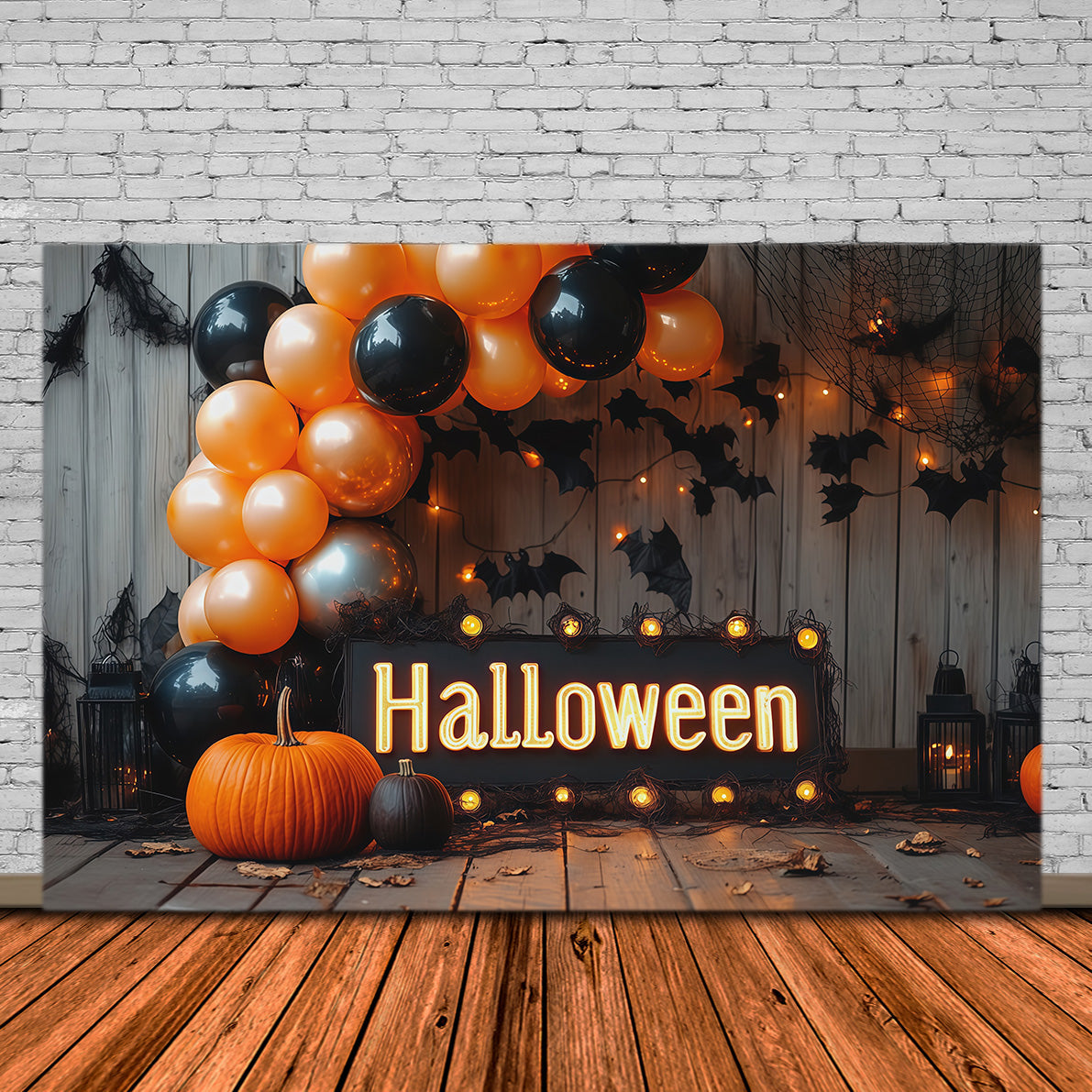 Décor D'Halloween Avec Ballons Citrouille Et Chauve-Souris Décoration Extérieure RR67-175