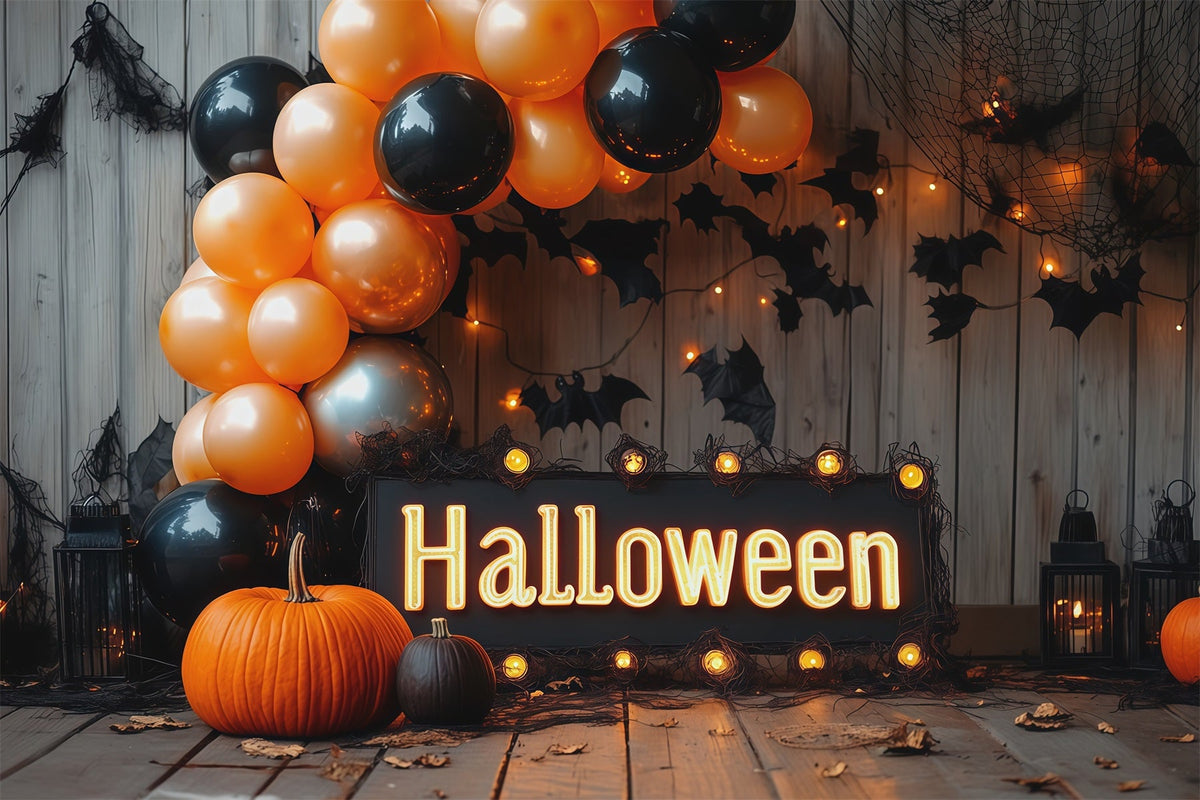 Décor D'Halloween Avec Ballons Citrouille Et Chauve-Souris Décoration Extérieure RR67-175
