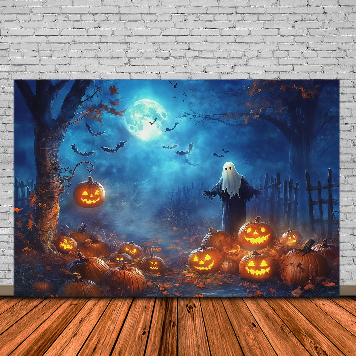 Décor D'Halloween Champ De Citrouilles Forêt Hantée Au Clair De Lune Décor D'Halloween Extérieur RR67-177