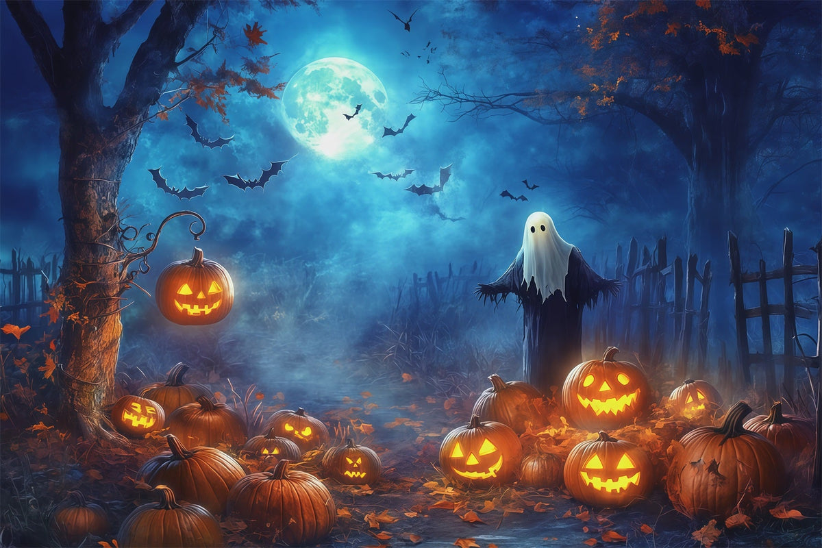 Décor D'Halloween Champ De Citrouilles Forêt Hantée Au Clair De Lune Décor D'Halloween Extérieur RR67-177
