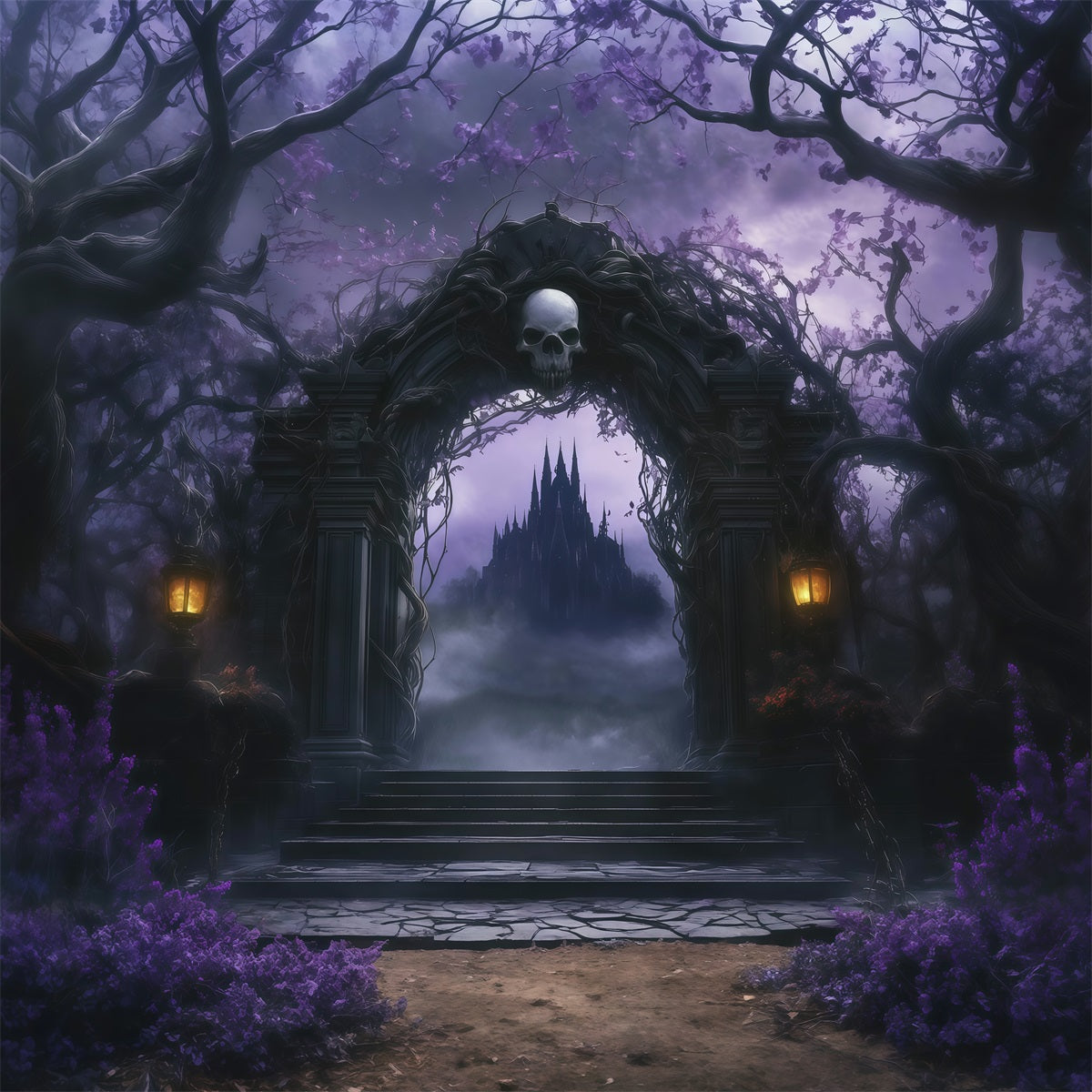 Décor De Château GothiqueArche En Forme De Crâne Chemin De Château Décor D'Automne Pour Halloween RR67-181