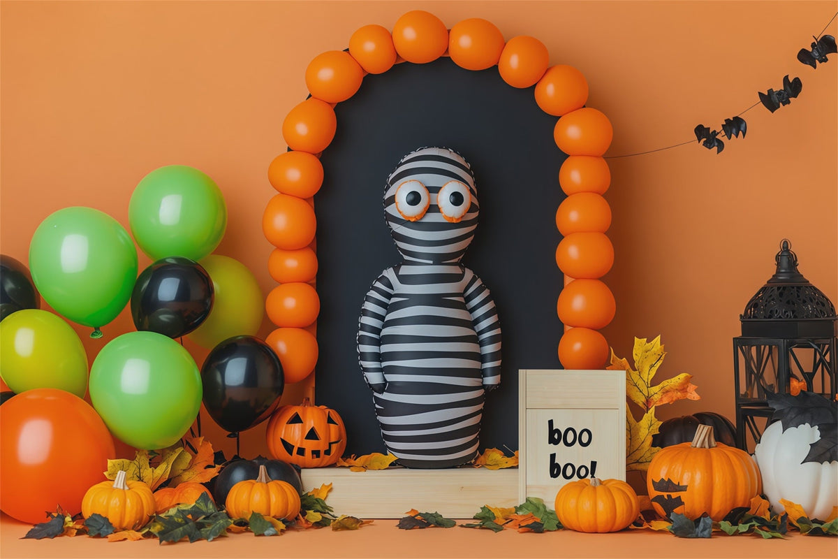 Idées De Décors De Ballons Pour Halloween Arche De Momie RayéeDécors En Carton Pour Halloween RR67-182