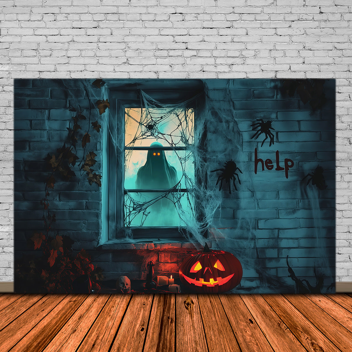 Décor De Fenêtre Fille Effrayante Toiles D'Araignée Fantomatiques Décor De Garage Pour Halloween RR67-188