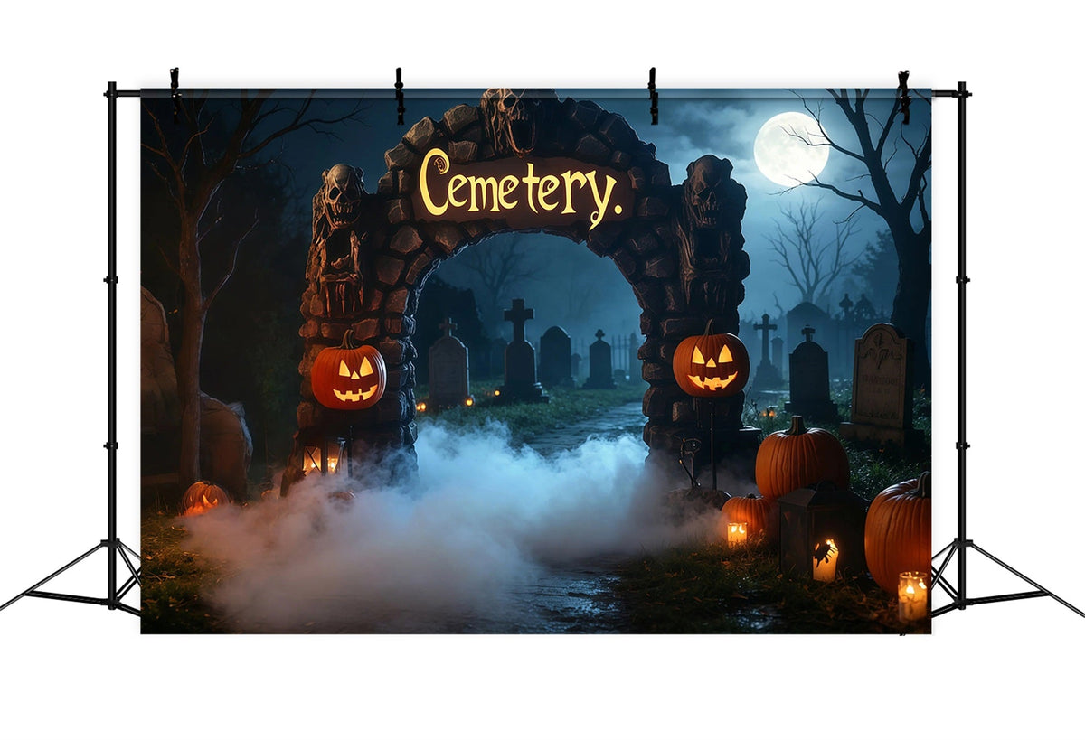 Décors En Carton Pour Halloween Arche De Cimetière Brumeuse Avec Citrouilles Décor RR67-19