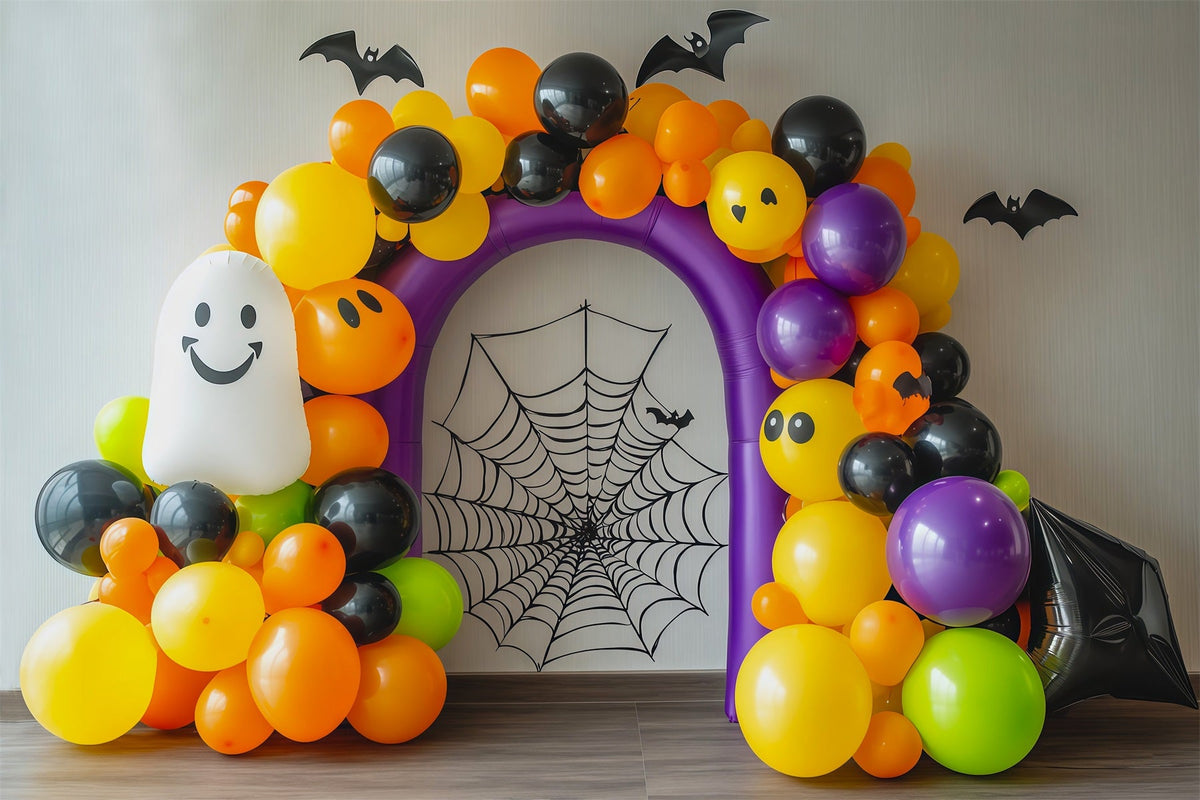 Décor De Ballons D'Halloween Arche Colorée Avec Toile D'Araignée Et Fantôme Décor Pour Spectacle De Magie RR67-191