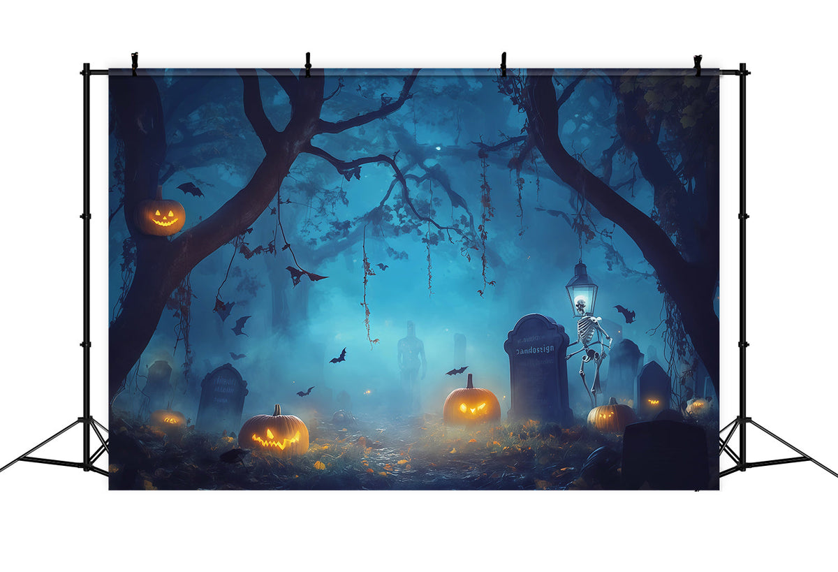 Décor De Citrouille D'Halloween Cimetière De Squelettes BrumeuxIdées De Décor Effrayantes Pour Halloween RR67-192
