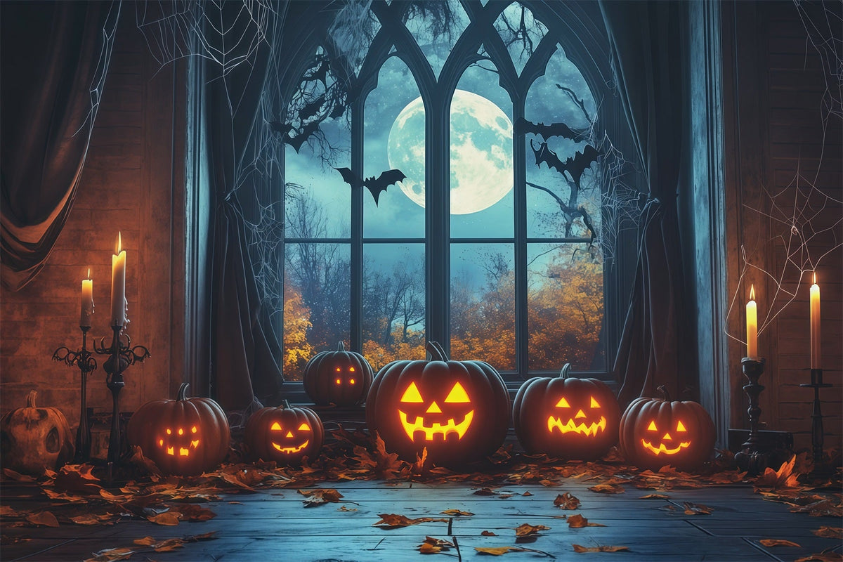Décor D'Halloween Pour Fenêtre Style Gothique Citrouille Au Clair De Lune Arche D'Halloween RR67-195