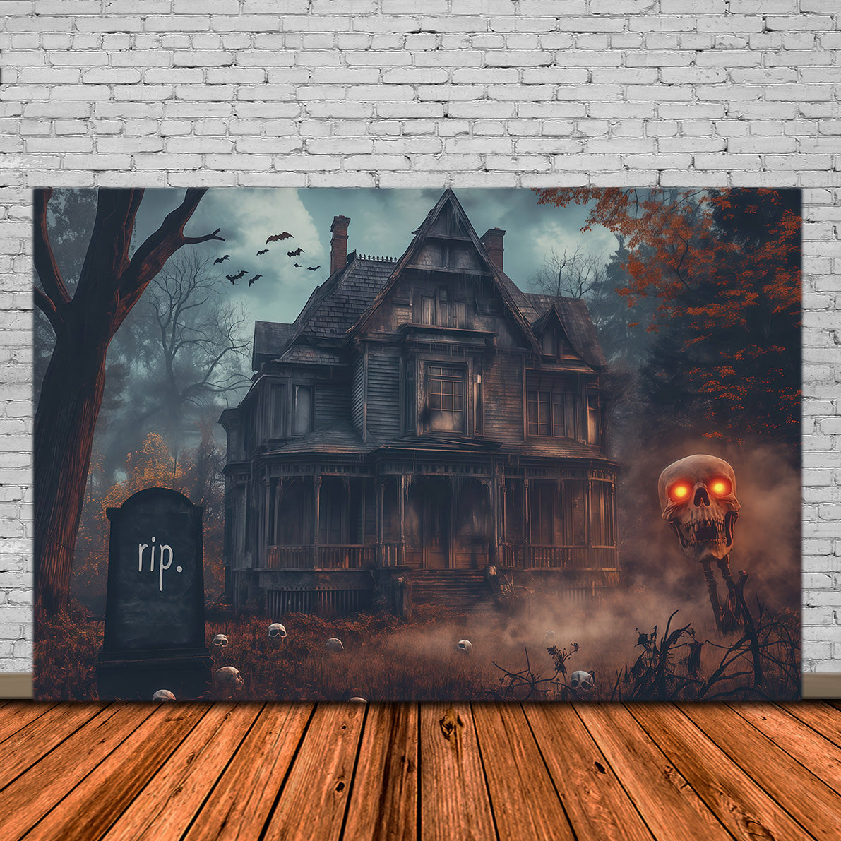 Décor De Maison HantéeCrâne Brumeux Manoir Hanté Décor D'Halloween Pour Photomaton RR67-196