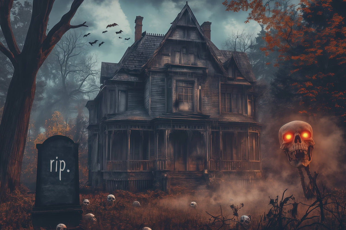Décor De Maison HantéeCrâne Brumeux Manoir Hanté Décor D'Halloween Pour Photomaton RR67-196