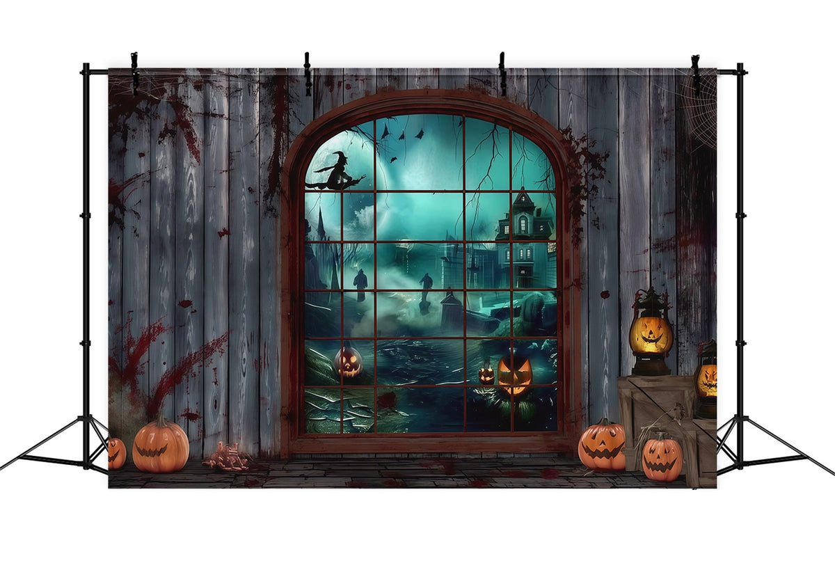 Décor D'Halloween Sanglant Fenêtre Gothique Sorcière Citrouilles Décors D'Halloween RR67-2