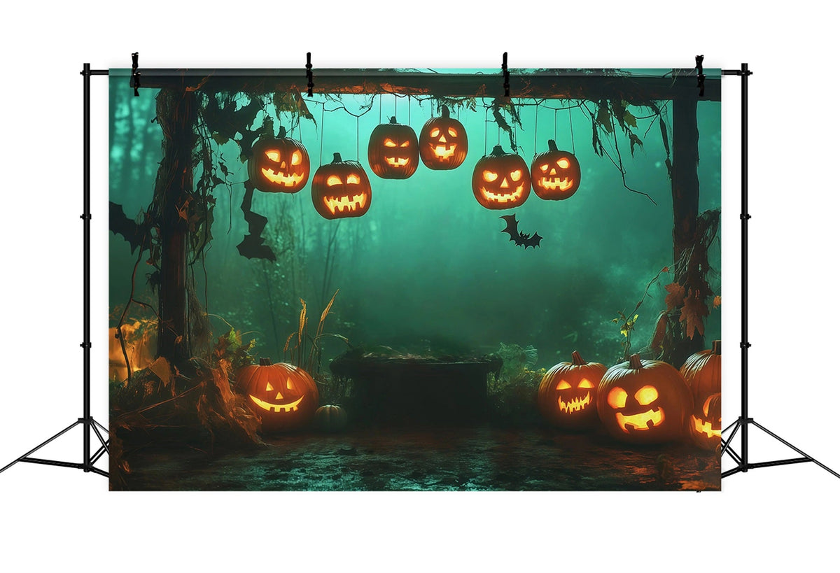 Idées De Décors Effrayants Pour Halloween Arche De Citrouilles Suspendues Dans Une Forêt Décor RR67-28