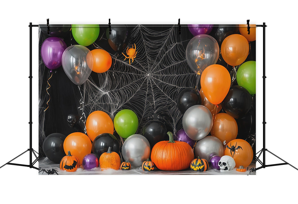 Décor De Fond Pour Halloween BallonsT oiles D'Araignée Chauves-Souris Citrouilles Thème Halloween RR67-30