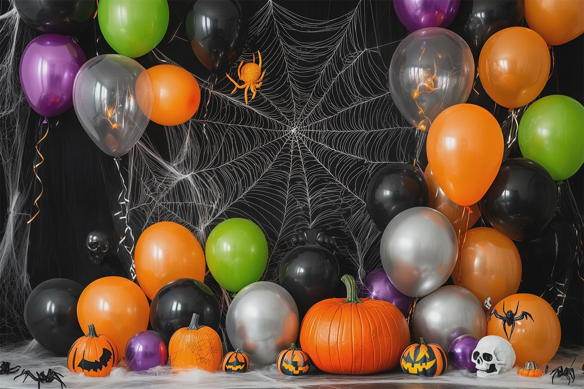 Décor De Fond Pour Halloween BallonsT oiles D'Araignée Chauves-Souris Citrouilles Thème Halloween RR67-30