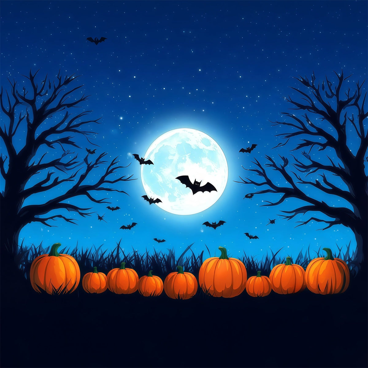 Décor De Cabine Photo Halloween Lune Bleue Citrouille Chauves-Souris Décor Halloween RR67-34