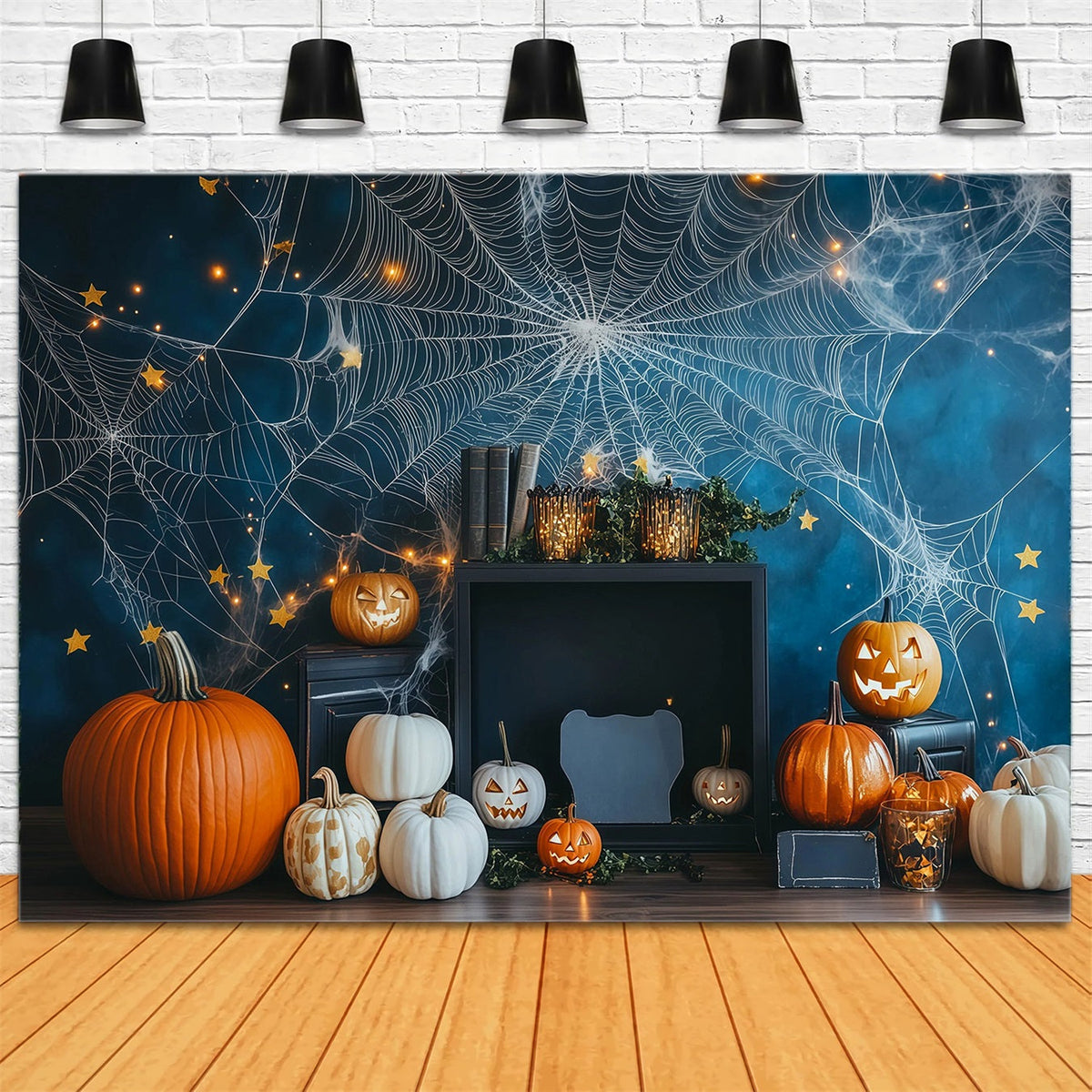 Décor De Toile D'Araignée Citrouille Et Étoile Pour Photomaton D'Halloween À Faire Soi-Même RR67-41