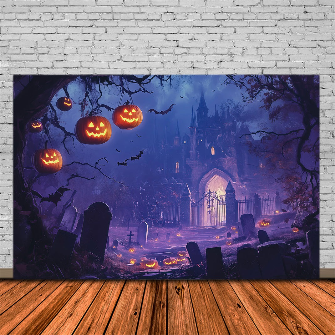 Idées De Décors D'Halloween À Faire Soi-Même Château Violet Cimetière De Citrouilles Décor RR67-44