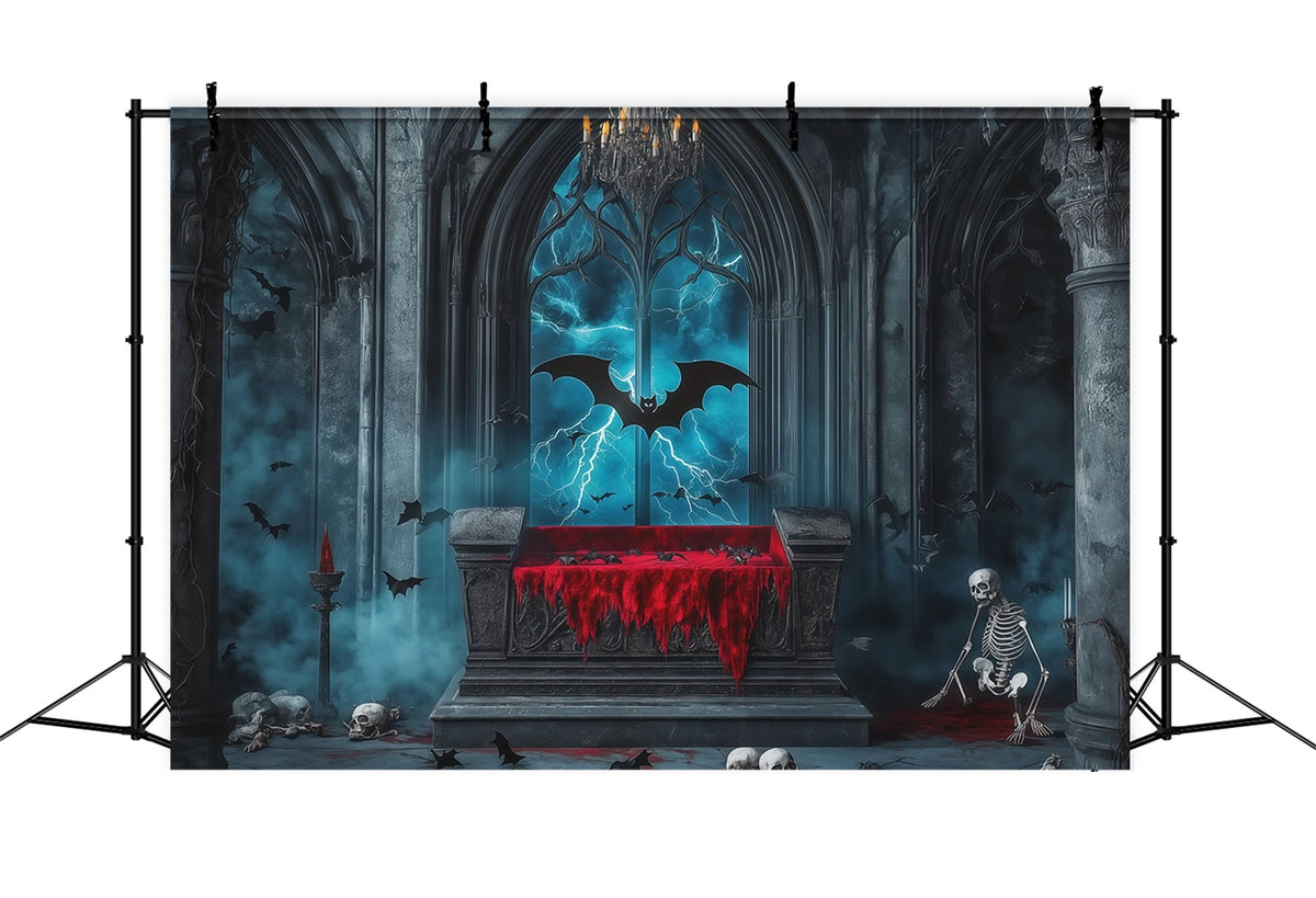 Décor De Scène D'Halloween Cercueil Gothique Squelette Chauves-Souris RR67-46