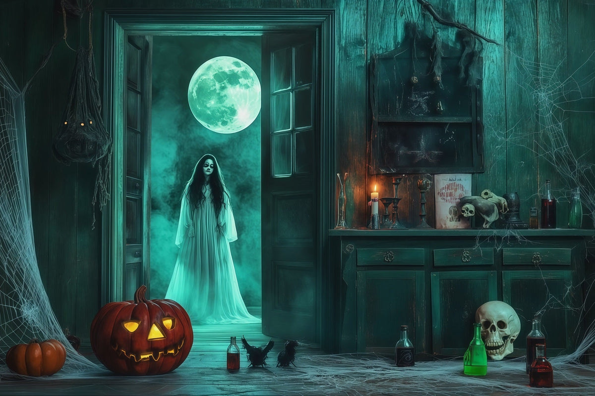 Décors Photo Effrayants Pour Halloween Armoire Fantomatique Avec LuneDécorb Joyeux Halloween RR67-47