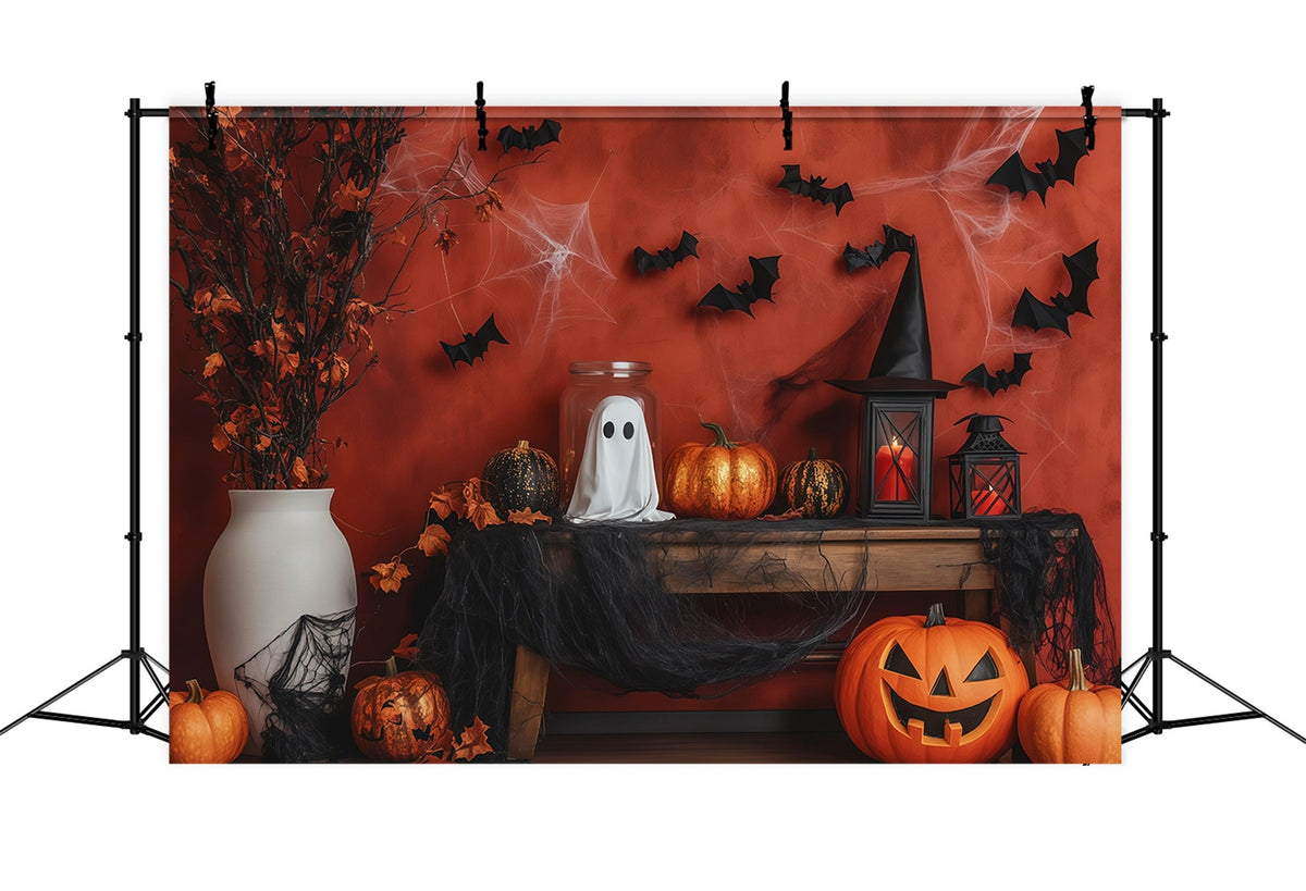 Décor De Cheminée Fantôme Et Citrouille Pour Halloween Toile De Fond Photo À Faire Soi-MêmeRR67-50