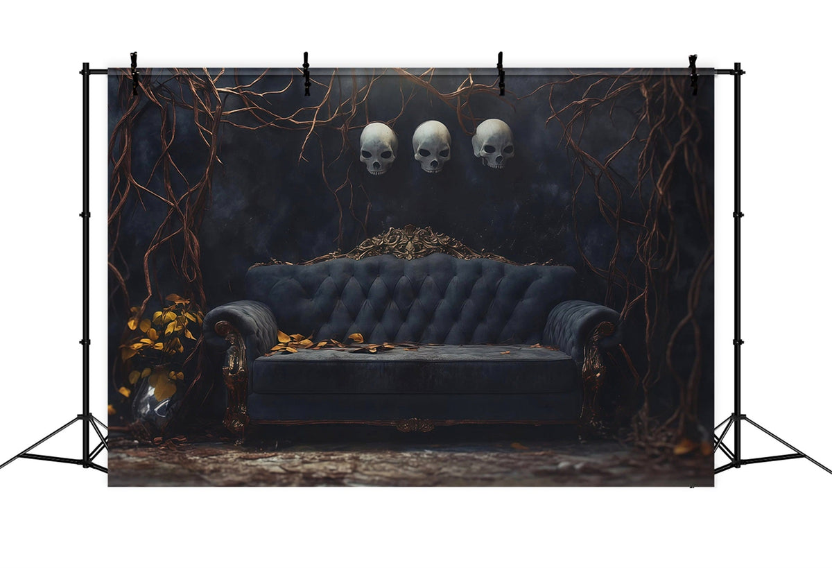 Décor De Fond Sur Le Thème D'Halloween Canapé En Forme De Crâne Et Lianes EntrelacéesIdéal Pour Les Photos RR67-54