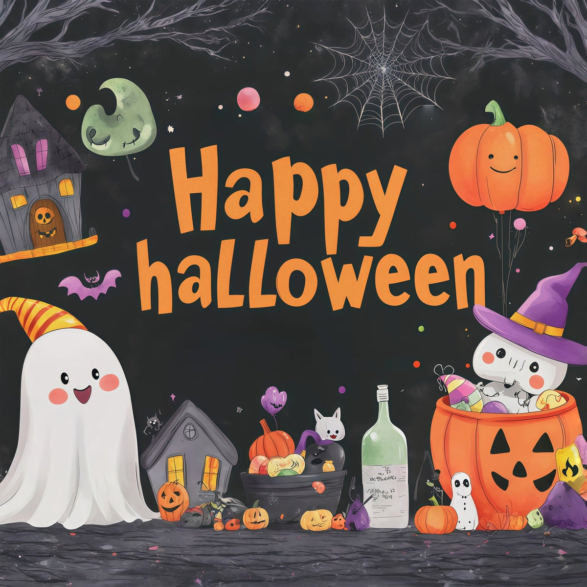Décors Mignons Pour HalloweenFantômes Et Citrouilles Décorations De Scène RR67-56