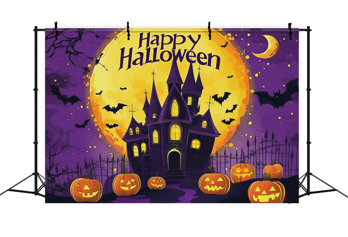 Décors D'Halloween Mignons Château Violet Citrouille LuneDécors Et Mises En Scène RR67-6
