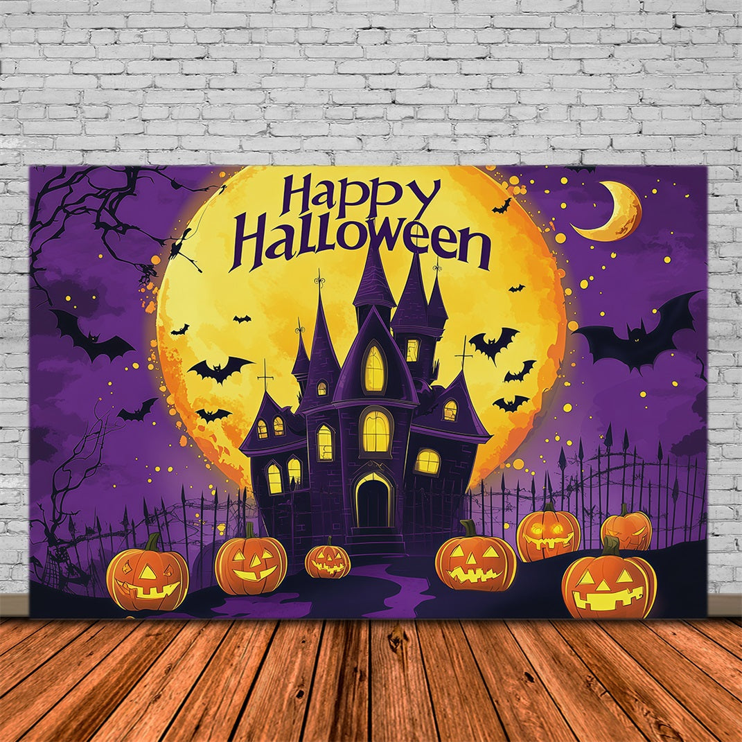 Décors D'Halloween Mignons Château Violet Citrouille LuneDécors Et Mises En Scène RR67-6