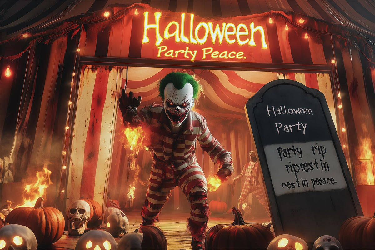 Décor De Fête D'Halloween Entrée De Cirque Hanté Avec Clowns RR67-60