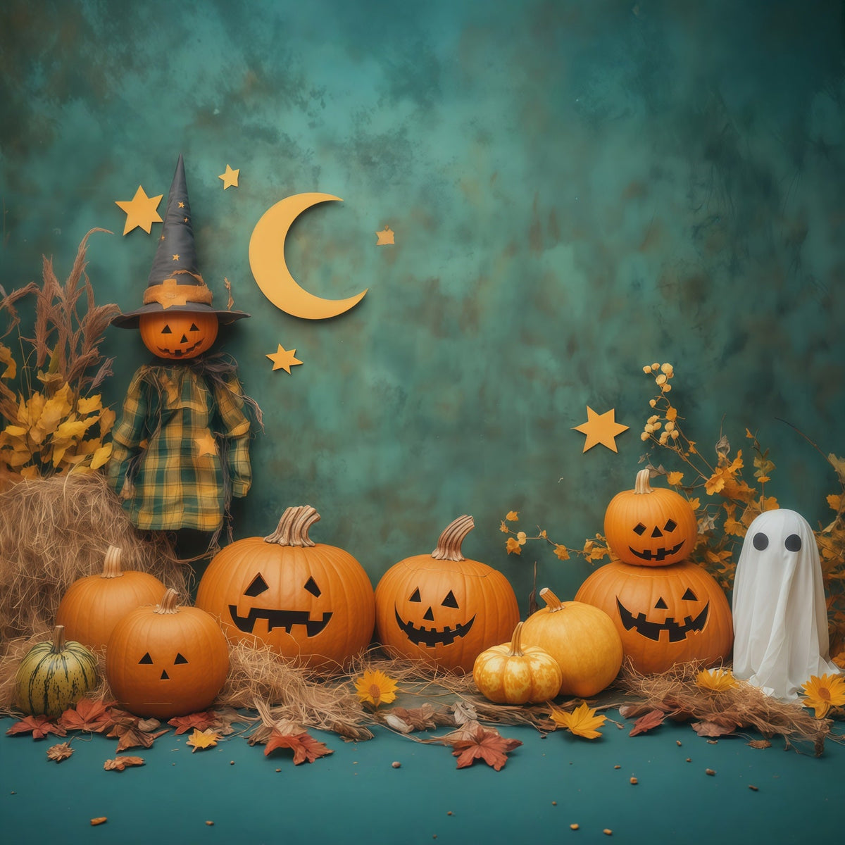 Décor Photo D'Halloween Mignon Citrouilles Fantômes Décoration D'Halloween RR67-63
