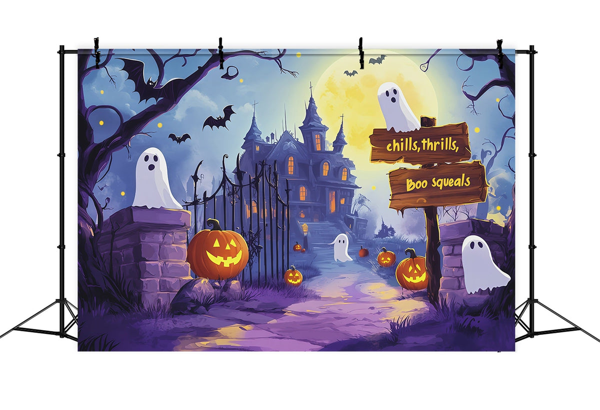 Idées De Décors Pour Photomaton D'Halloween Chemin De Manoir Hanté Citrouilles Décor Photo D'Halloween RR67-65