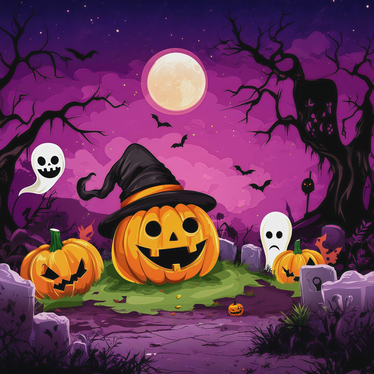 Décors En Carton Pour Halloween Citrouille Fantôme Cimetière Photographie RR67-69