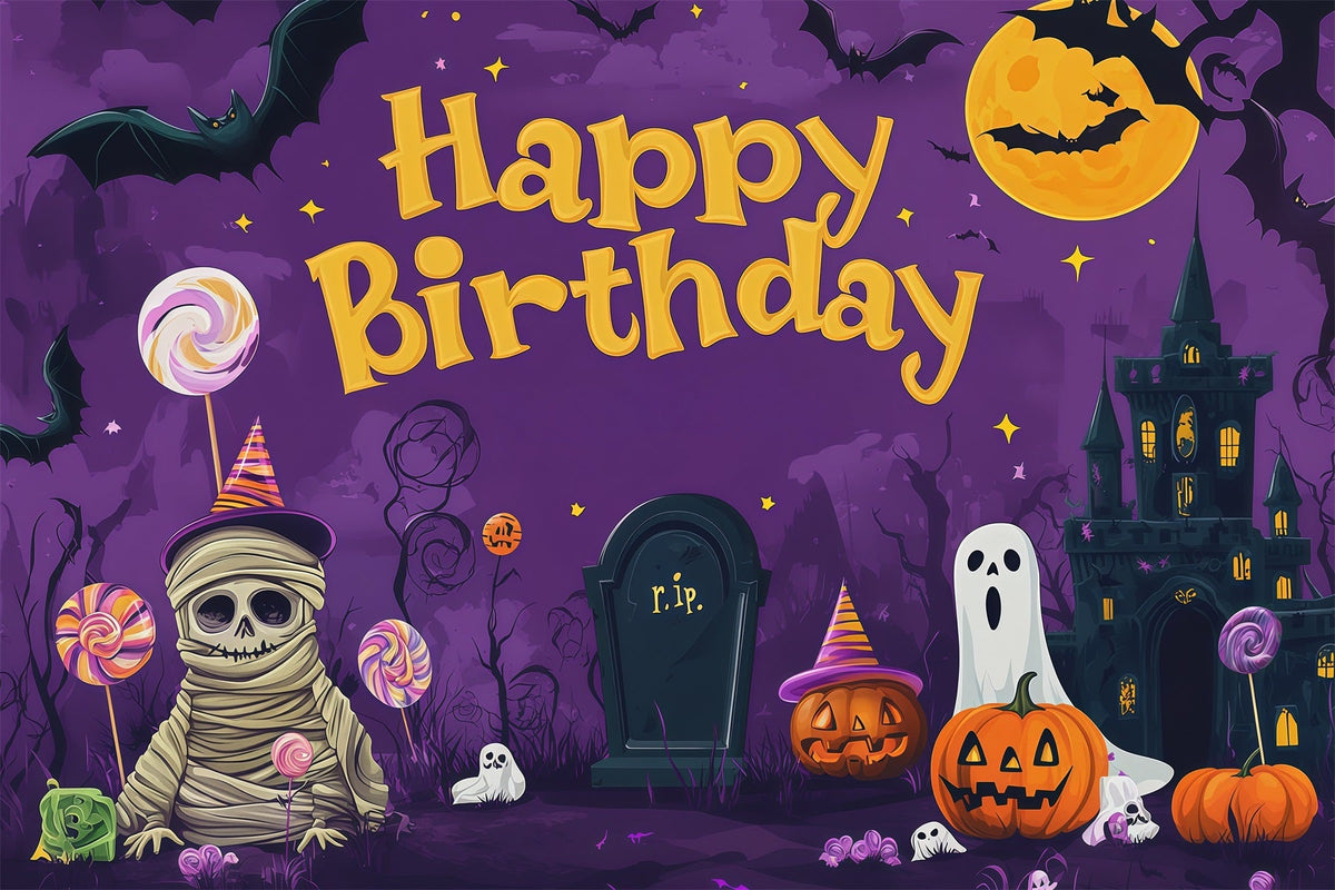 Décors Photo D'Halloween Momie Fantôme Château Hanté Décor D'Anniversaire D'Halloween RR67-76