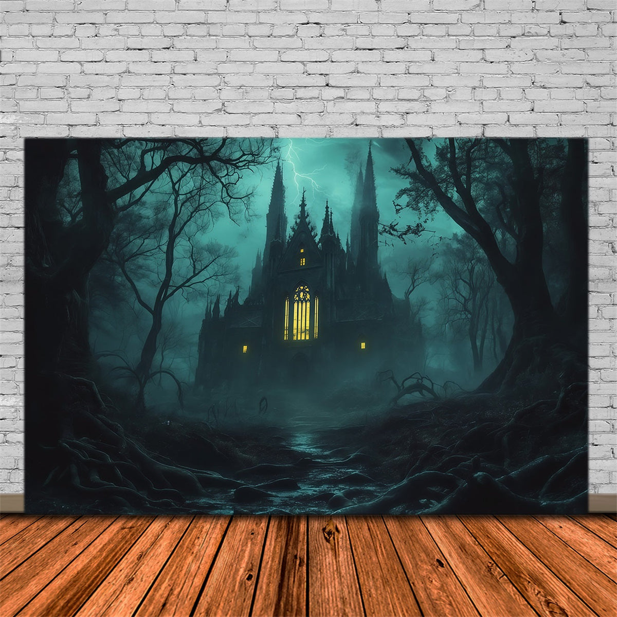 Idées De Décors D'Halloween À Faire Soi-Même Cathédrale Gothique Brumeuse Et Forêt Effrayante RR67-81