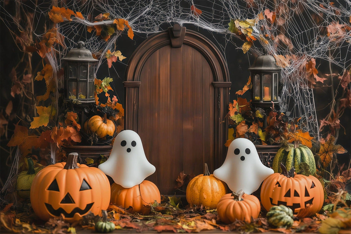 Décor De Porte Citrouille Fantôme D'Automne Pour Photomaton Halloween RR67-84