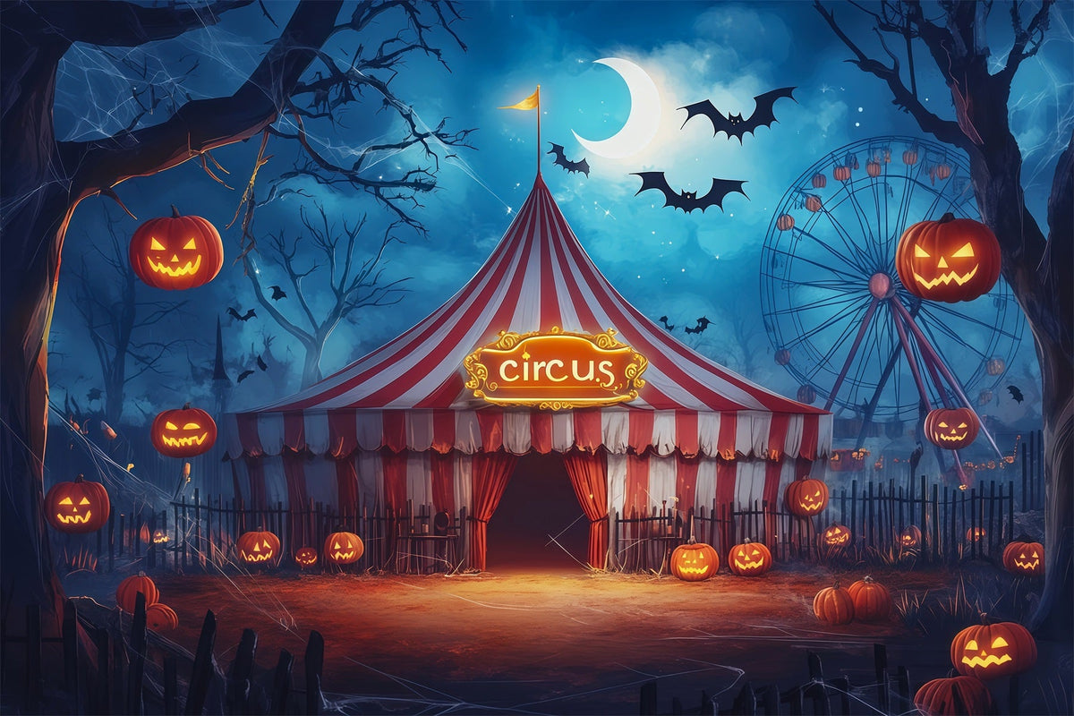Décors D'Halloween Pour Photos ente Citrouille De Cirque Au Clair De Lune Décor De Cirque D'Halloween RR67-89