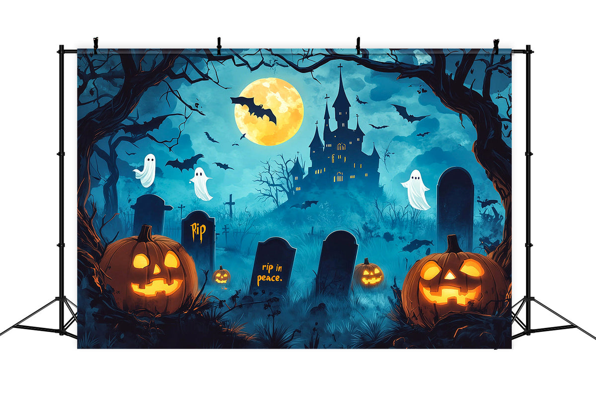 Décors Photo Effrayants Pour Halloween Château De Dessin Animé Cimetière Hanté Décor Joyeux Halloween RR67-97