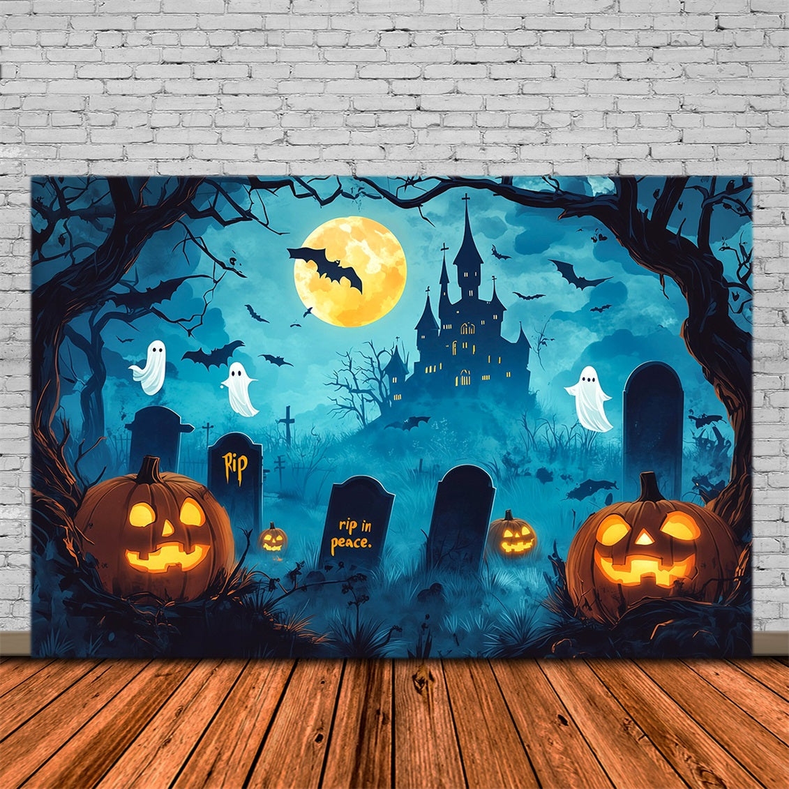 Décors Photo Effrayants Pour Halloween Château De Dessin Animé Cimetière Hanté Décor Joyeux Halloween RR67-97