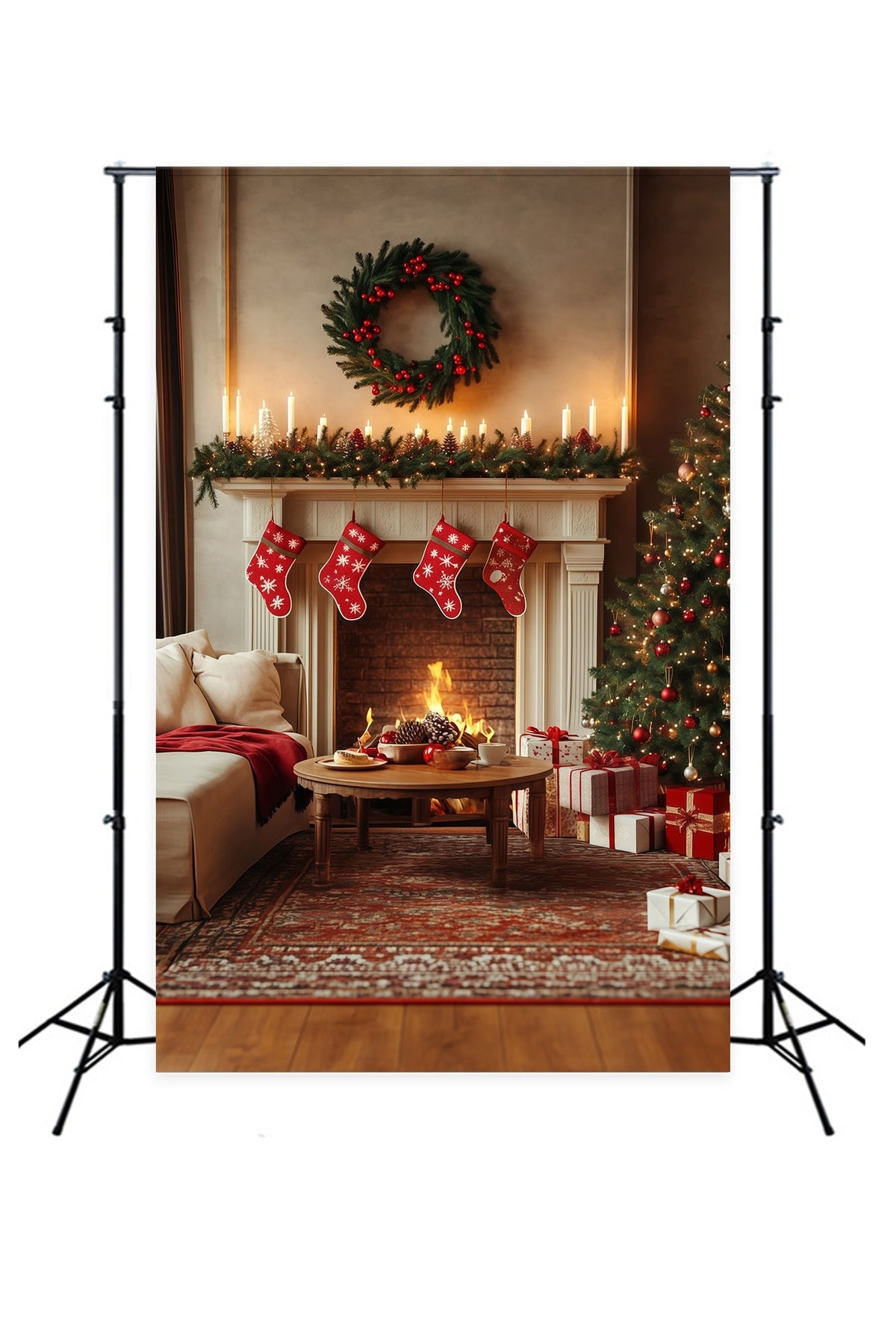 Décor De Noël Pour Salon Chaussettes Douillettes Pour Cheminée Grandes Toiles De Fond De Noël RR68-70