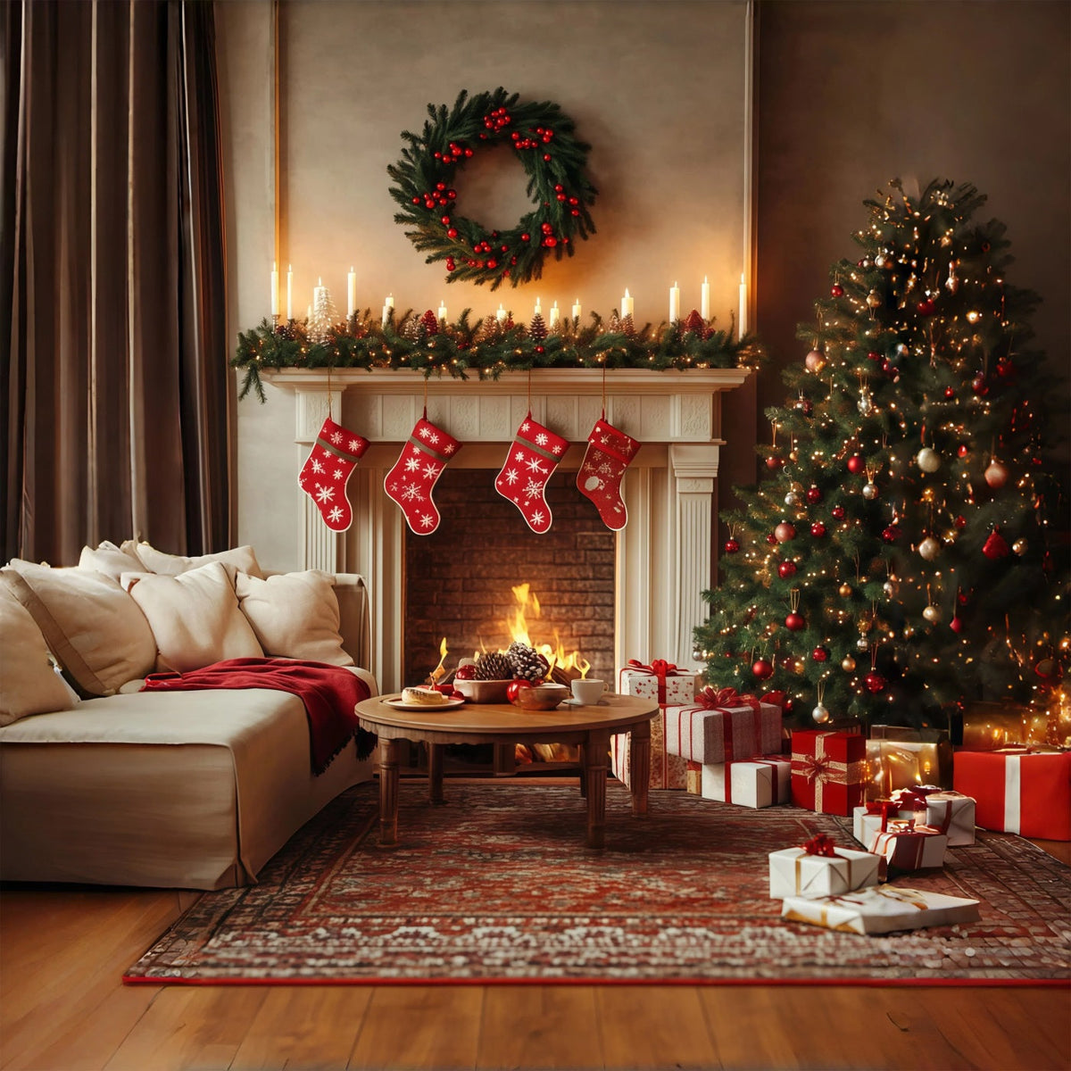 Décor De Noël Pour Salon Chaussettes Douillettes Pour Cheminée Grandes Toiles De Fond De Noël RR68-70