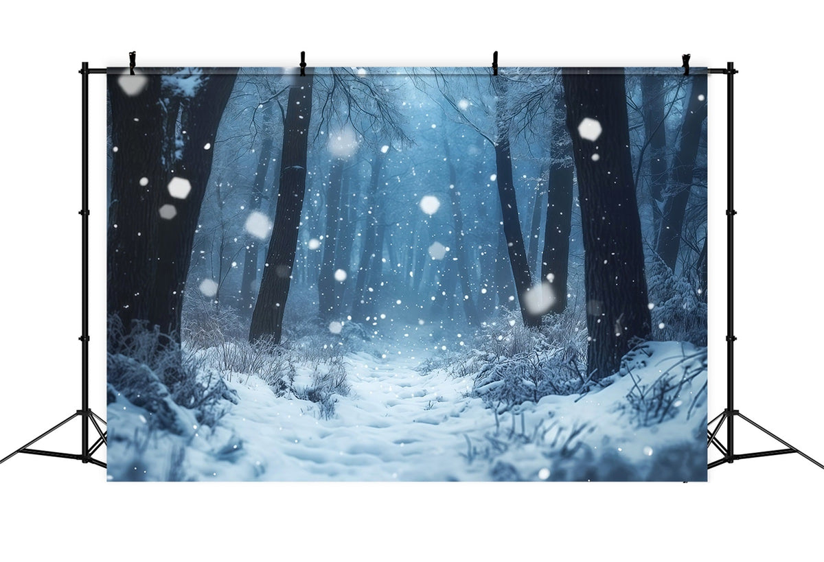 Décor De Noël Enneigé Forêt D'Hiver Brumeuse Décors Photographiques De Noël RR69-66