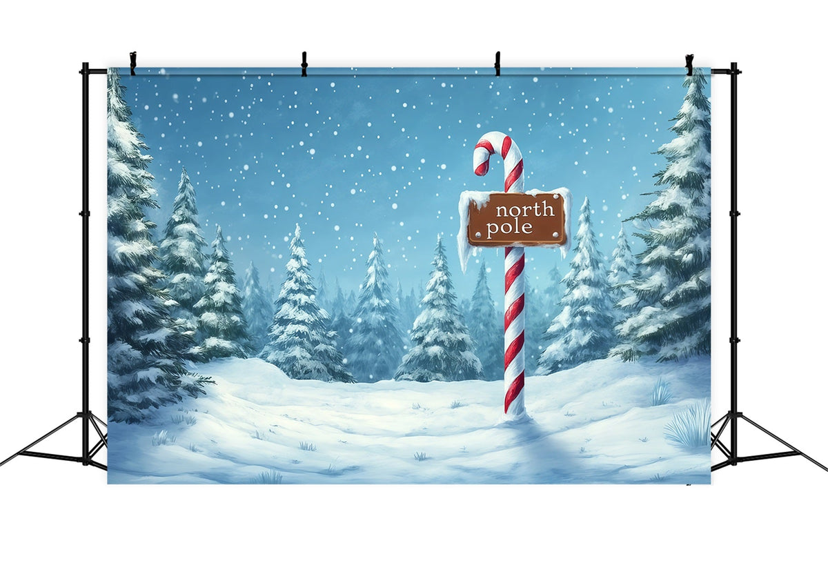 Décor De Noël Du Pôle Nord Forêt Enneigée D'Hiver Décors De Noël RR69-68