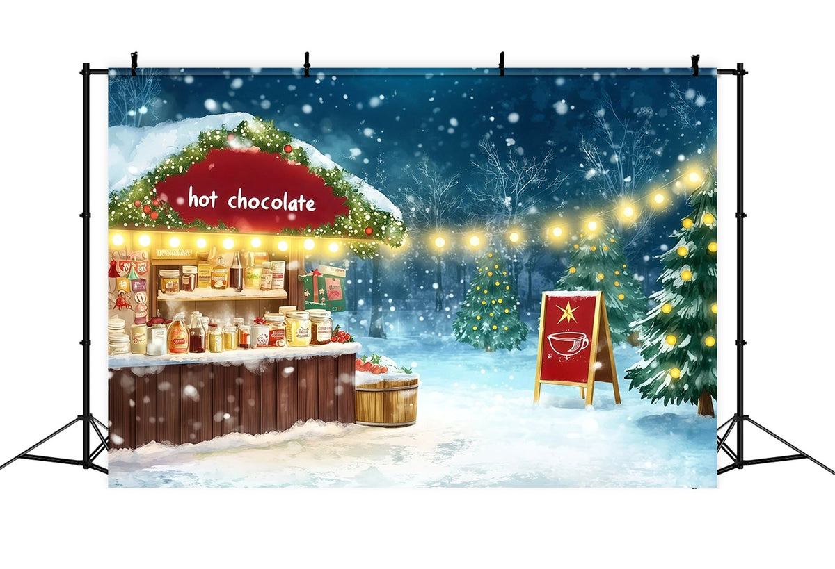 Décor De Noël Enneigé Marché Du Chocolat Chaud Décors Photographiques De Noël RR69-70