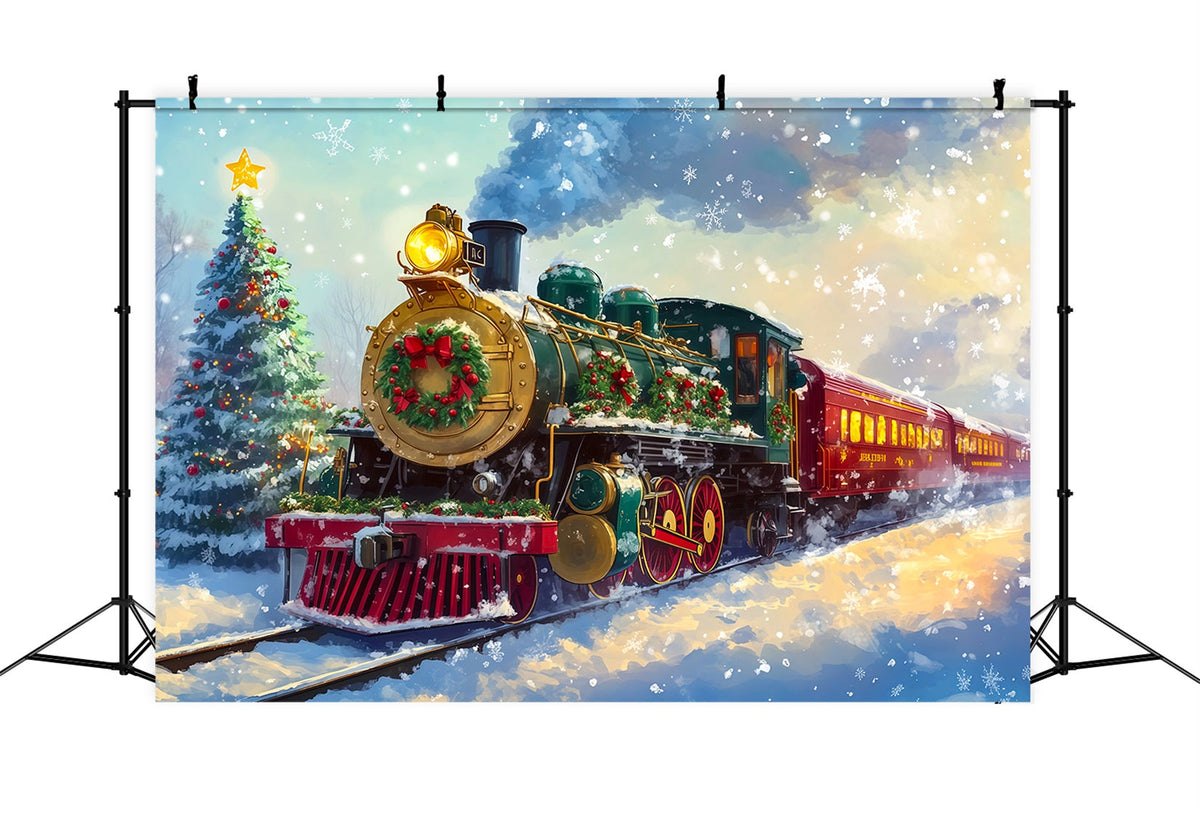 Fond De Train De Noël Voyage Festif En Train À Vapeur Décor De Noël RR69-92