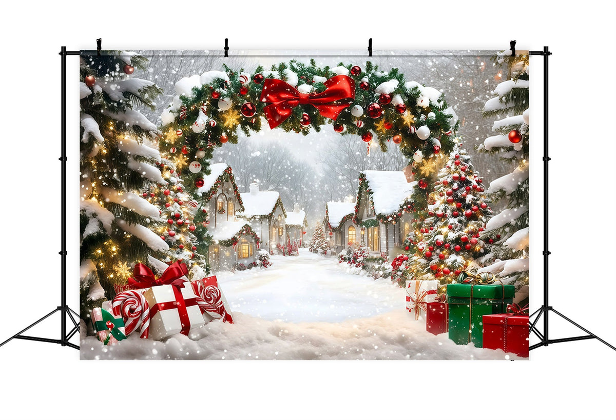 Décor De Village De Noël Arche De Guirlandes De La Maison Enneigée Décors De Noël Professionnels RR69-98